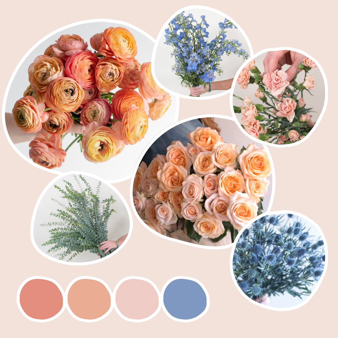 flower ページ Peach Mixed Box – Coastal Haze | Flower Moxie Bulk Flowers