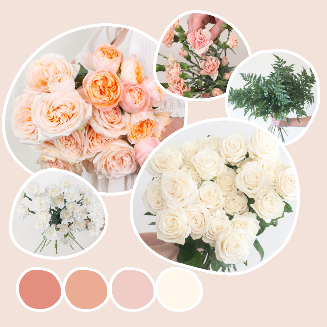 Peach Mixed Box – Ivory Glow | Flower Moxie Bulk Flowers