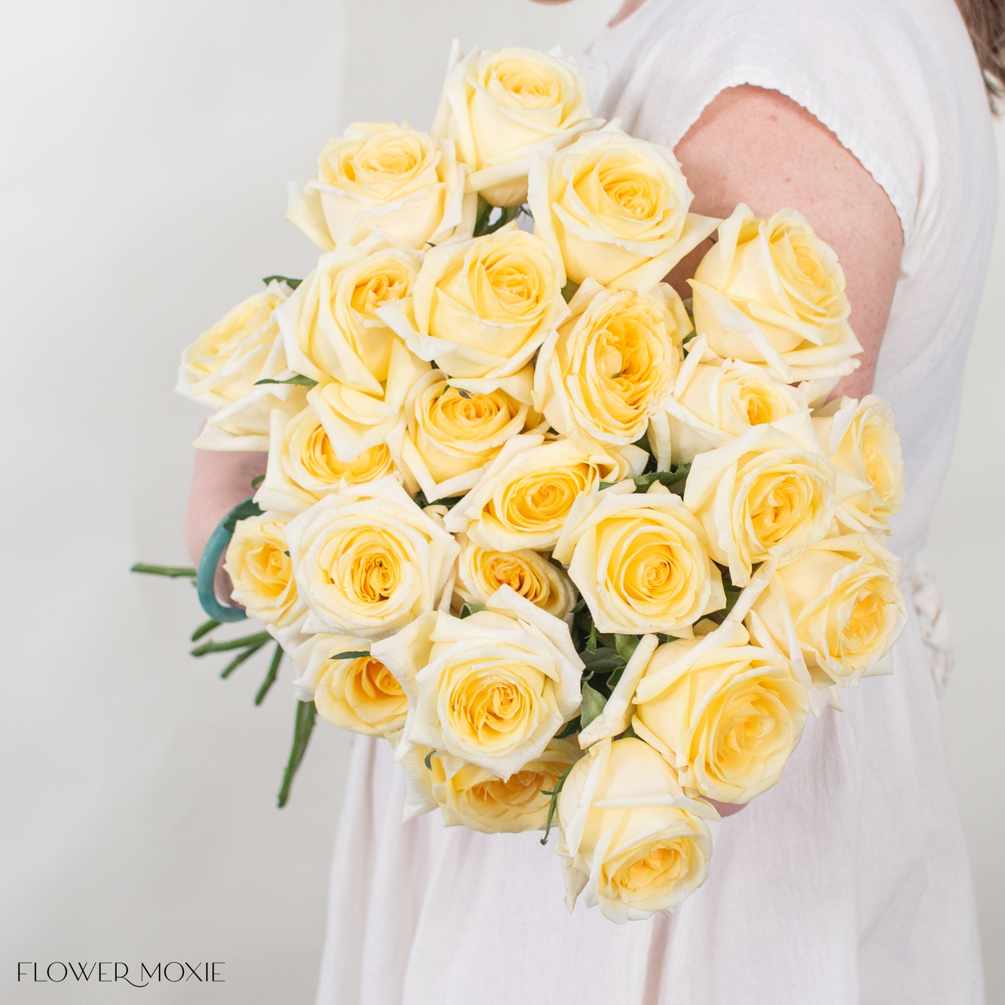 white roses and yellow lilies Light Yellow Carina Rose | DIY Wedding Flowers | Flower Moxie 100 Stems