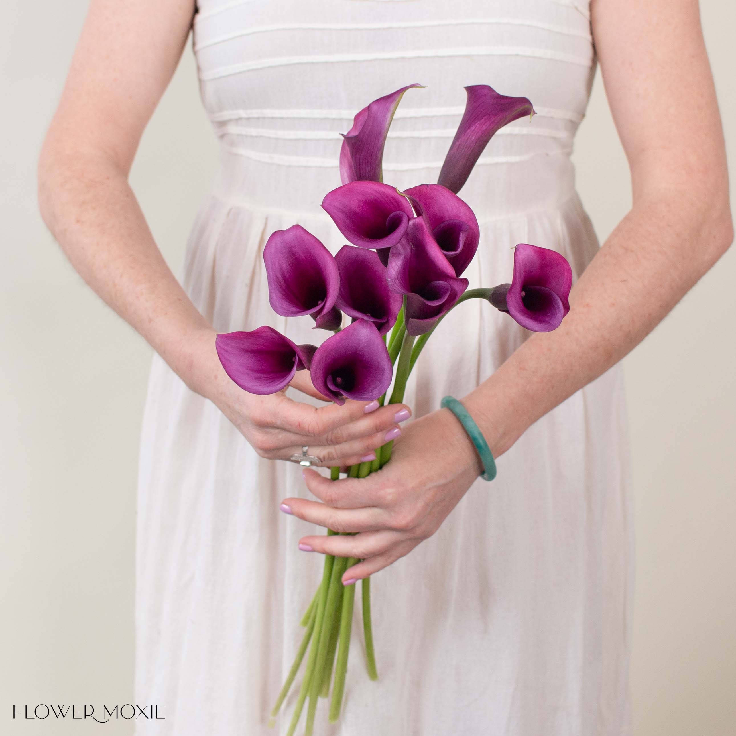 purple lily flower bouquet Purple Calla Lily | Fresh DIY Wedding Flowers | Flower Moxie 100 Stems