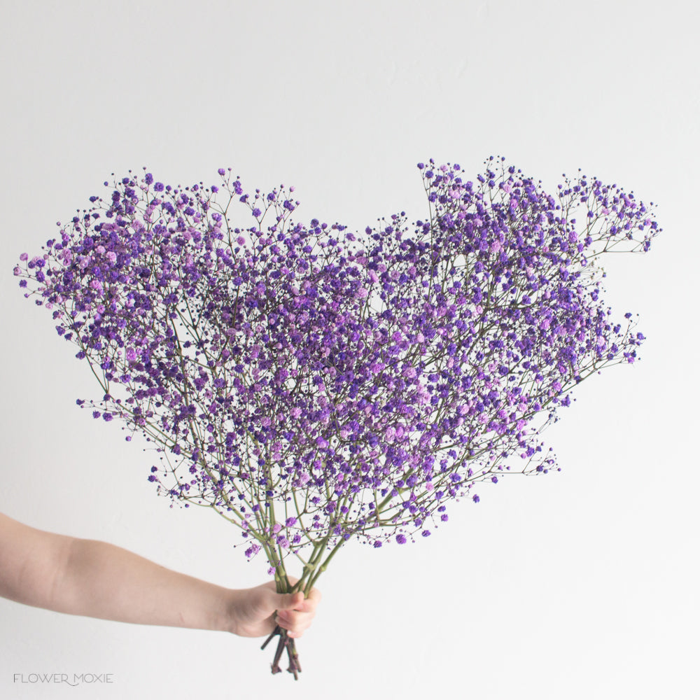 XSlive Artificial Baby's Breath Flowers - 2 Pack Purple Fake Gypsophila Bouquet, Real Touch For Wedding & Home Decor