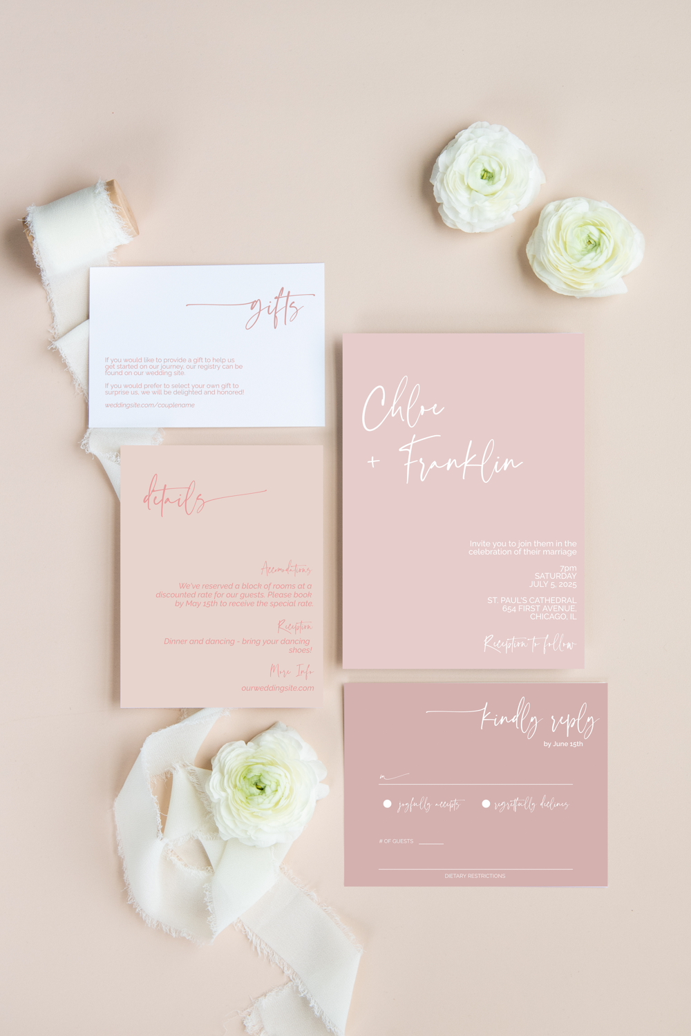 Pink wedding deals invitation