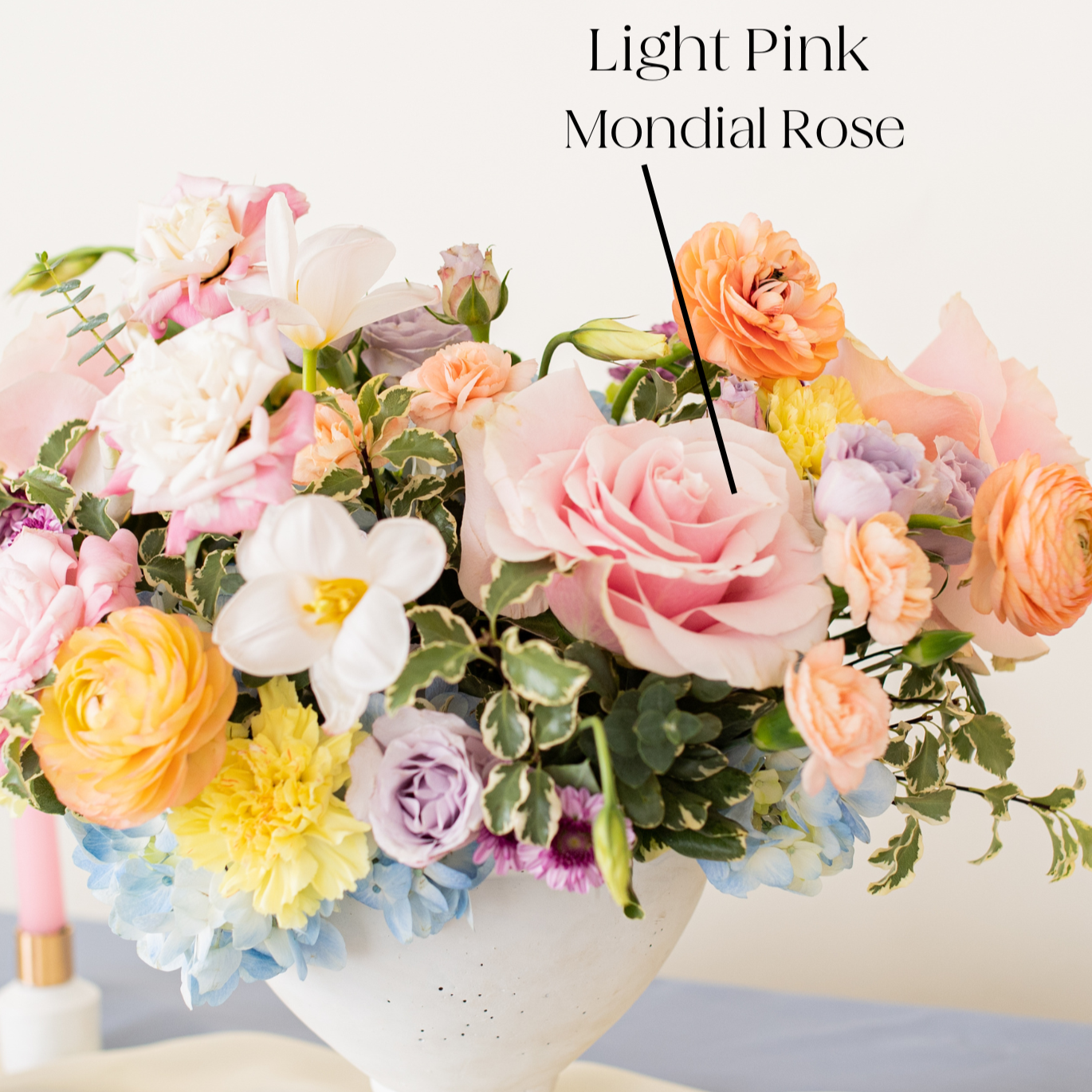 Light Pink Mondial Rose, centerpiece arrangement