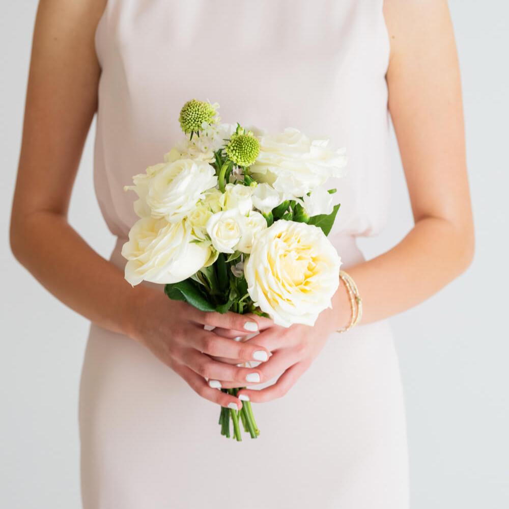 White Linen Premade Bridesmaid Bouquet