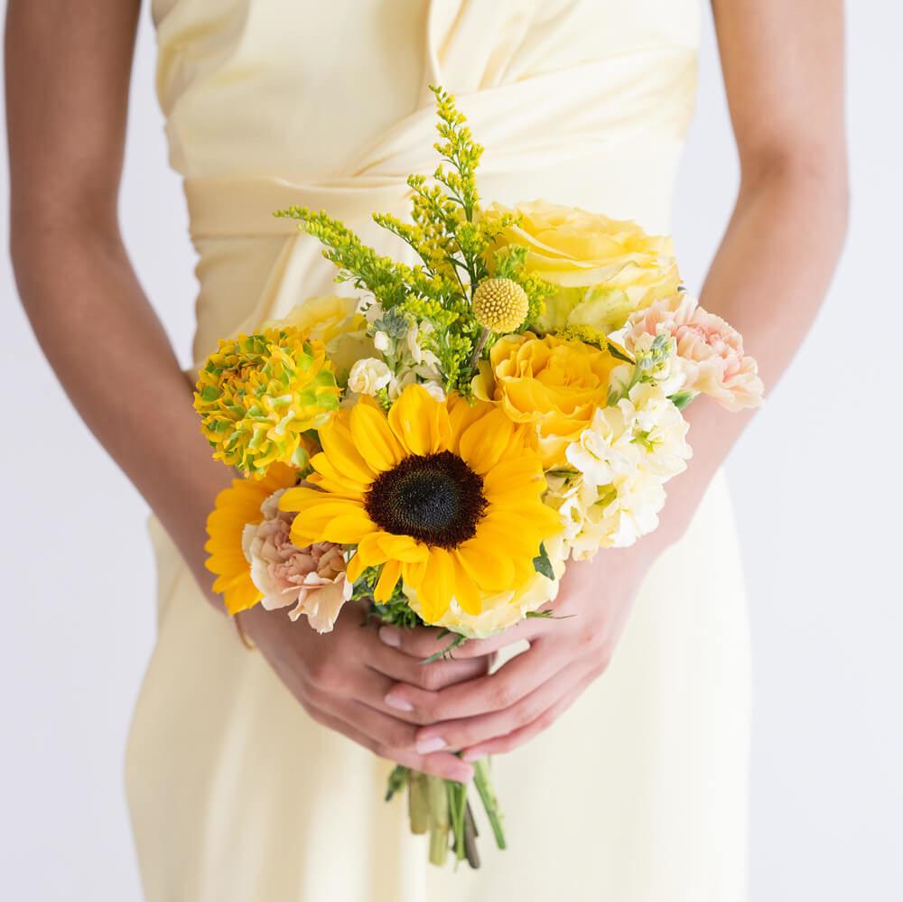 Lemon Sunshine Premade Bridesmaid Bouquet Flower Moxie DIY Flowers