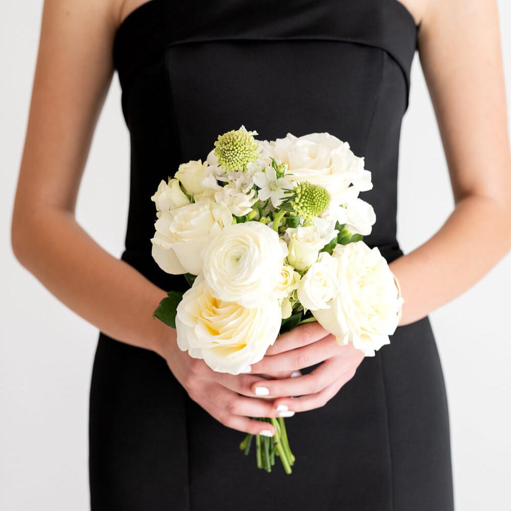 White Linen Premade Bridesmaid Bouquet