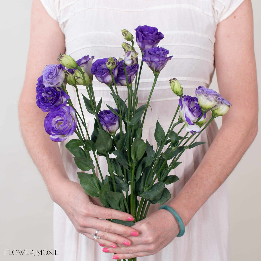 White and Purple Bicolor Lisianthus | DIY Wedding Flowers | Flower Moxie 10 Bunches
