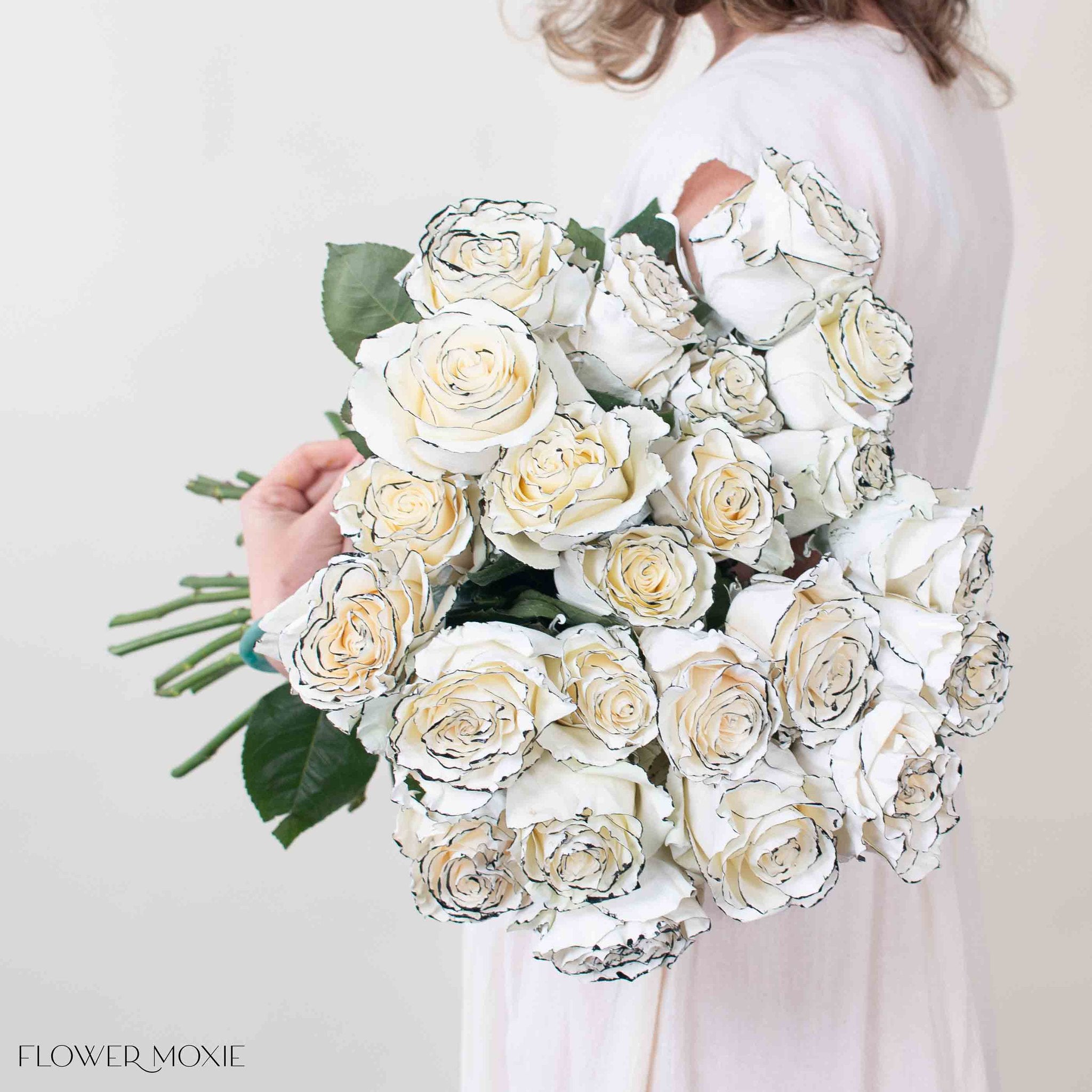 Black & White Tuxedo Novelty Rose
