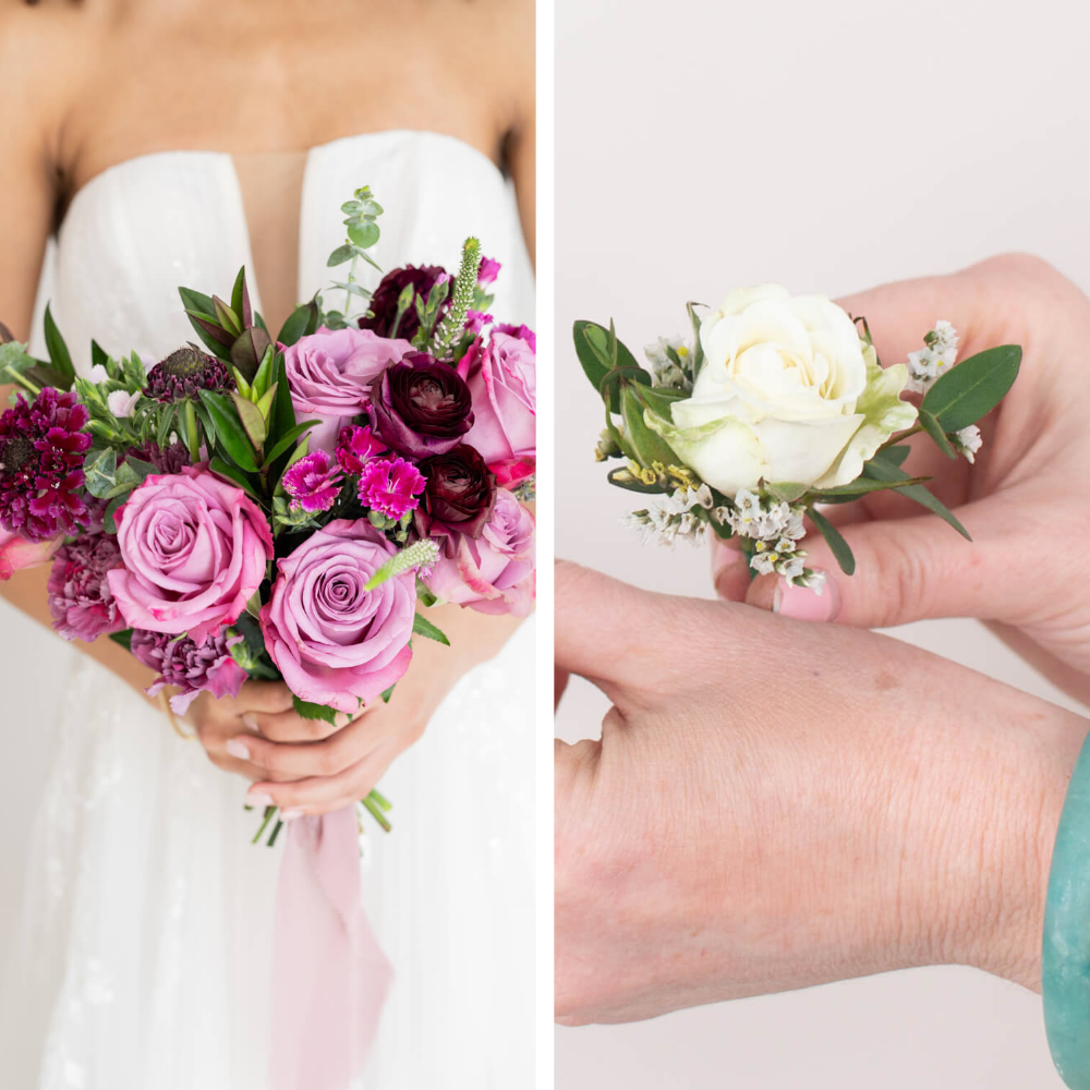 Lavender Elopement Wedding Florals Set: 1 Bridal Bouquet + 1 Boutonniere. Ready to go!
