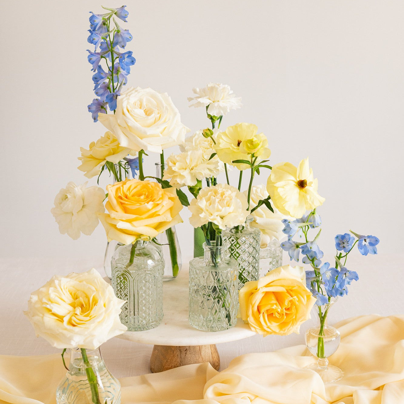 Blue and Buttercream Bud Vases