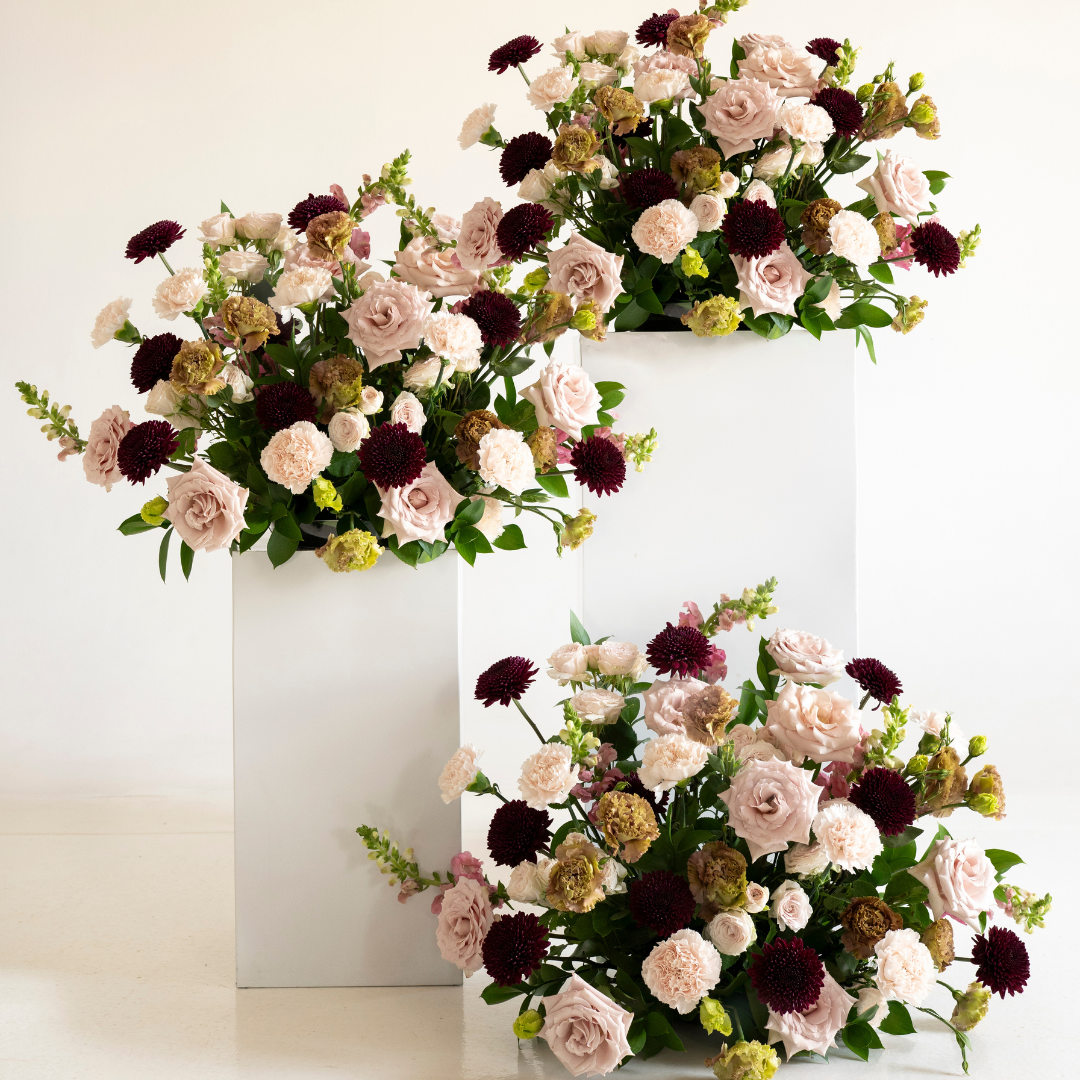 Blush and Plum Large Ceremony Pillar Arrangement