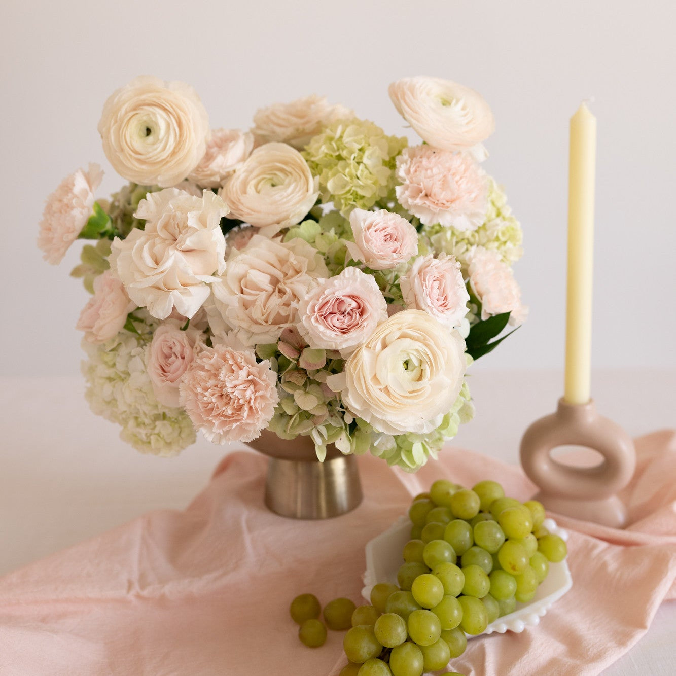 Blushing Hydrangea Centerpiece