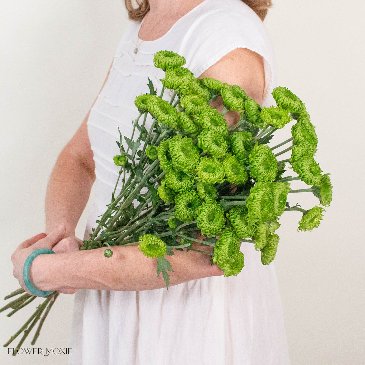 Green Cushion Pom Flower