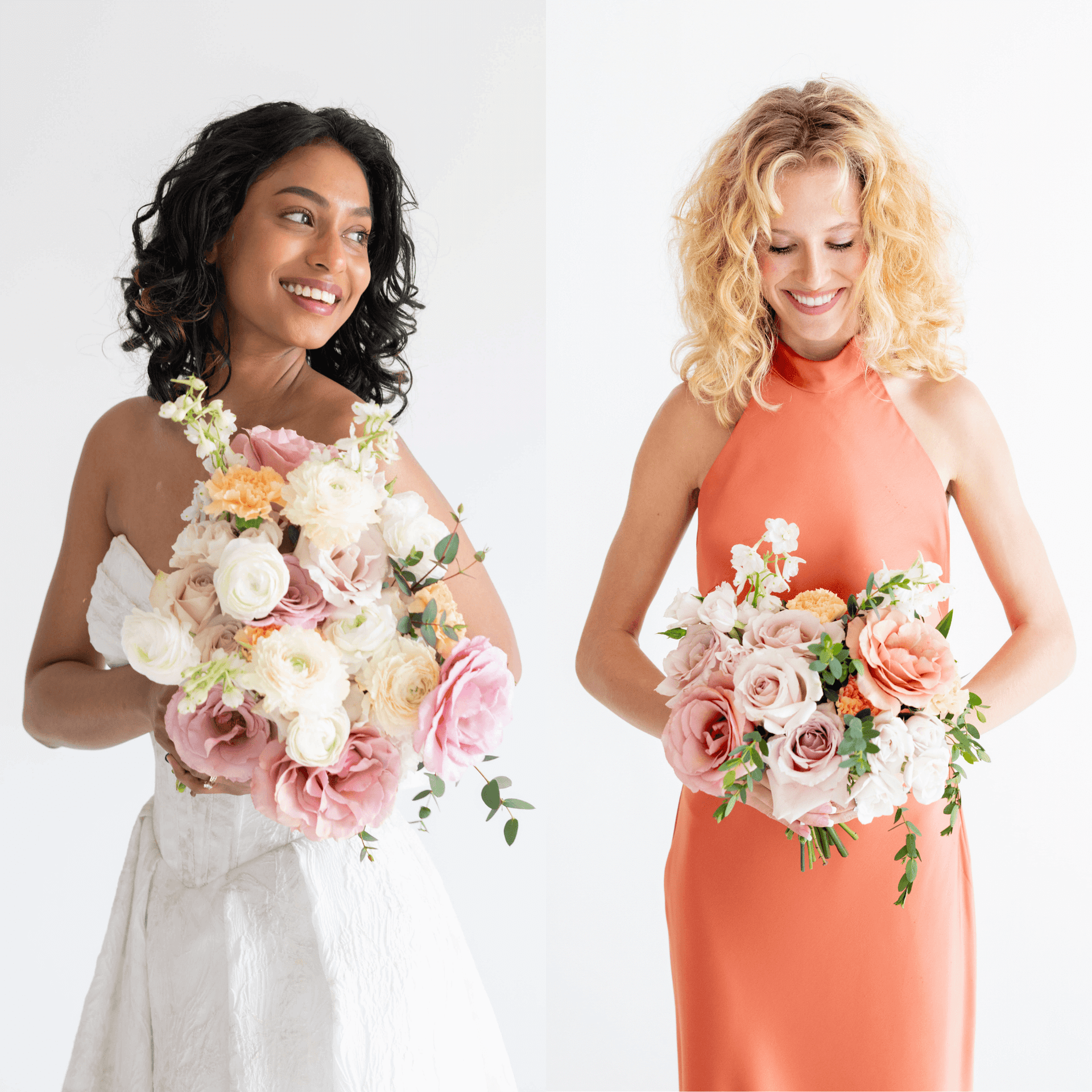canyon rose bridesmaid dresses BABARONI V-neck Spaghetti Straps Bridesmaid Dress With Slit Papaya Plus Size, Papaya / US18 main image 0