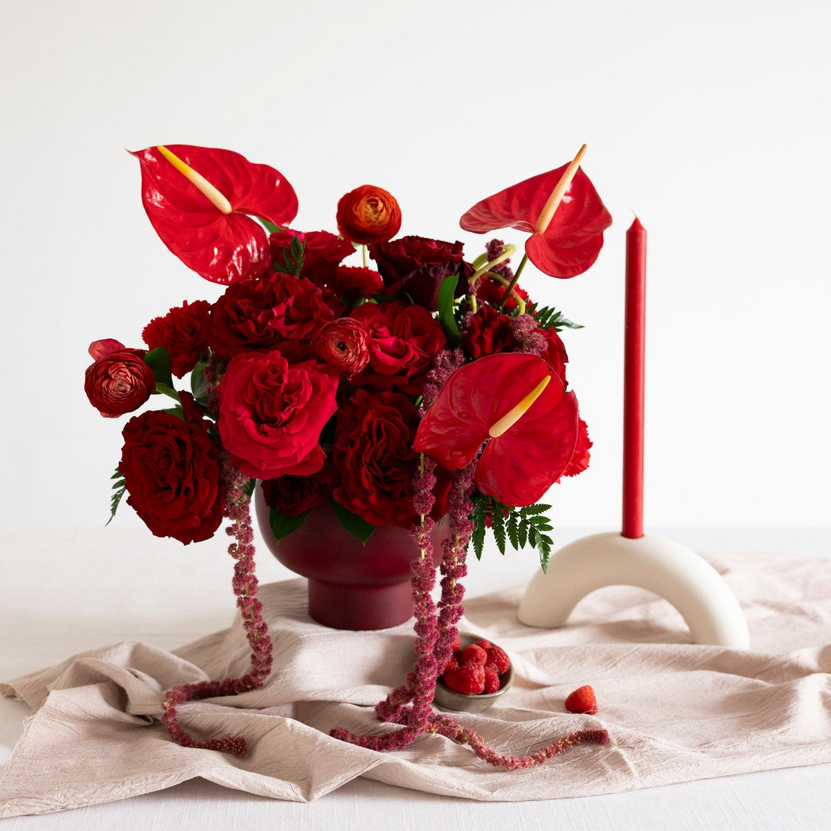 Cherry Red Compote Centerpiece