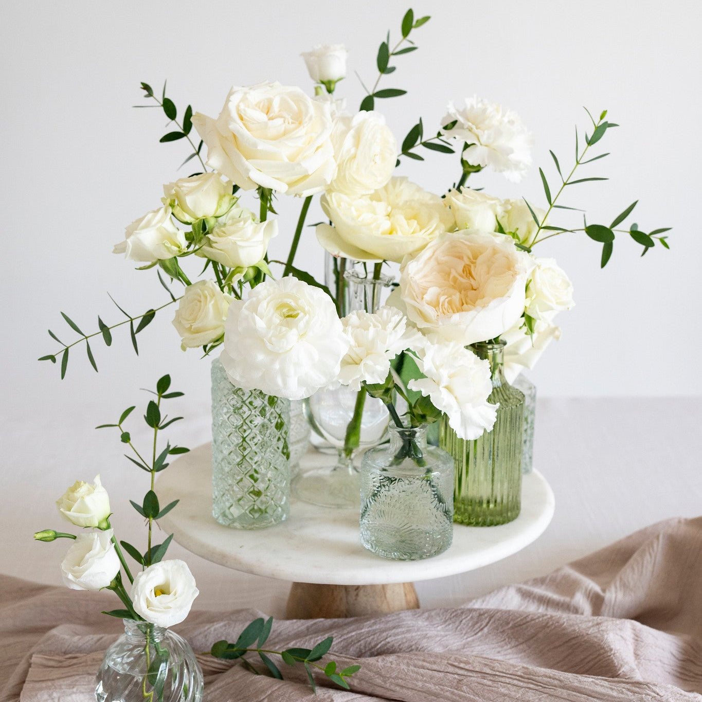 Cream and Sage Bud Vases - Set of 20