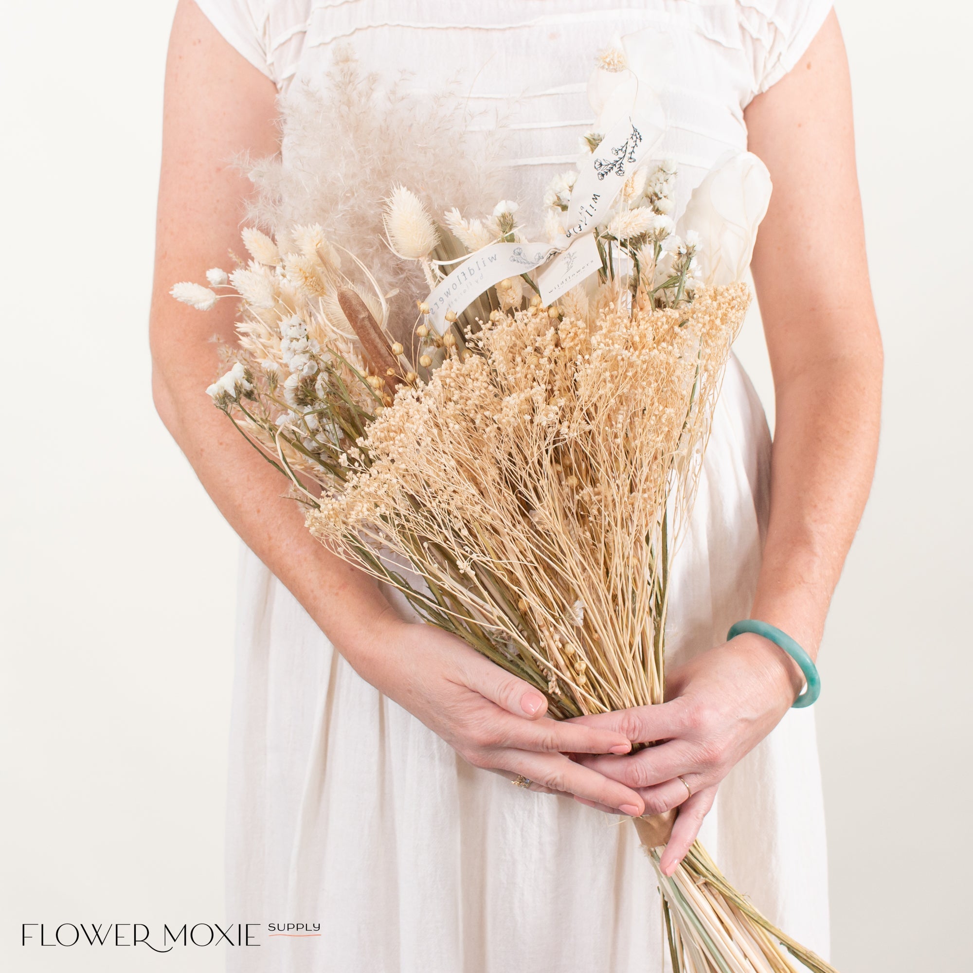 Natural White Boho Wildflower Dried Bouquet