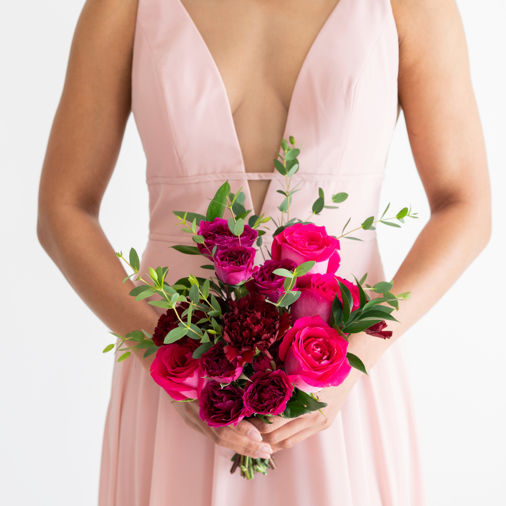 dark pink premade bridesmaid bouquet