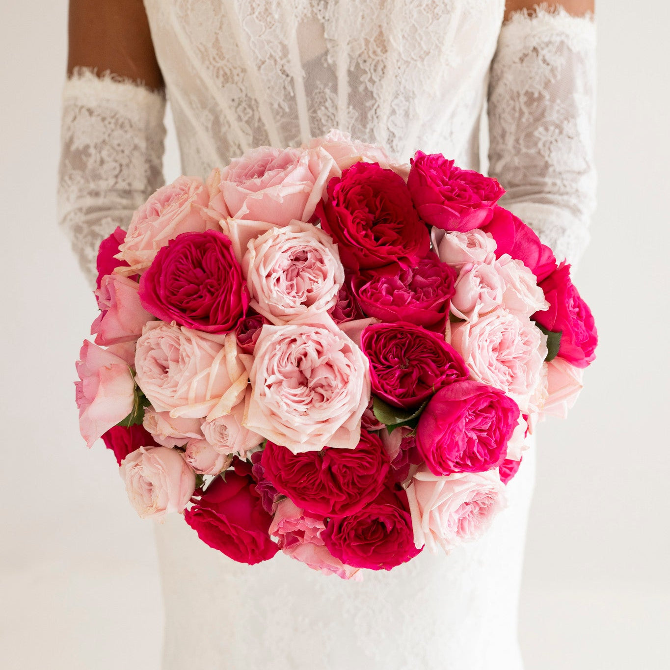 Deep Pink Garden Rose Bridal Bouquet