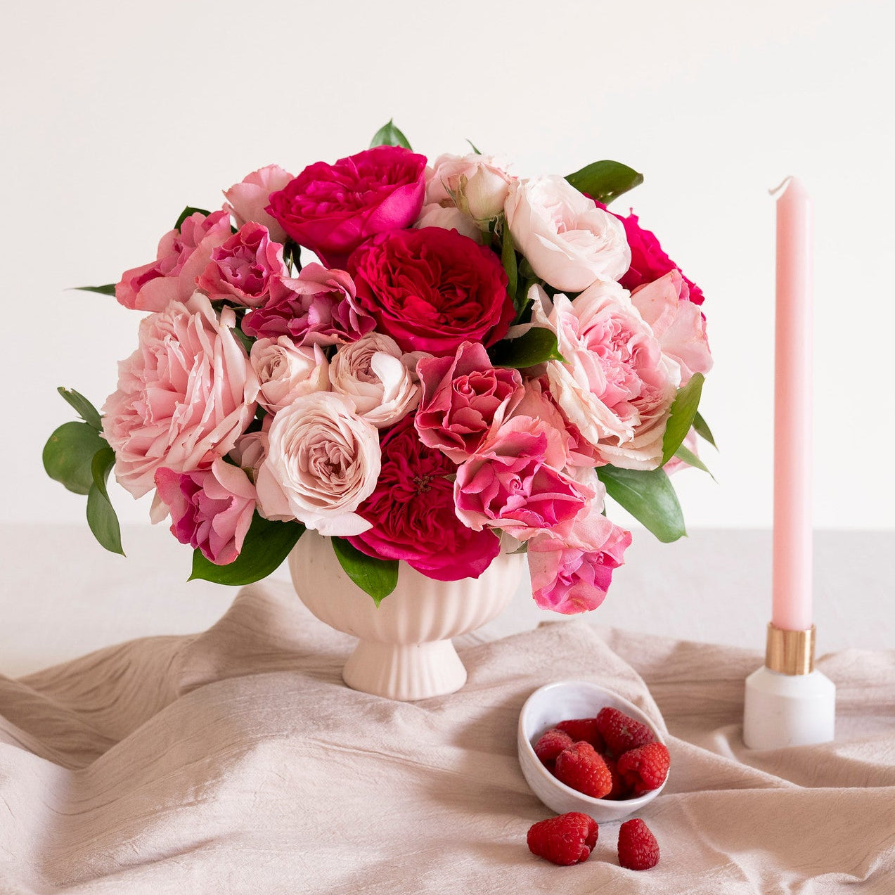Deep Pink Garden Rose Bridal Bouquet