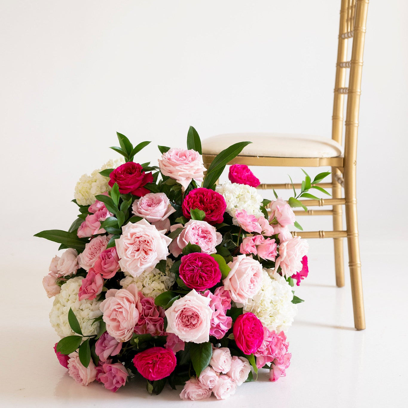 Deep Pink Garden Rose Large Aisle Marker Arrangement
