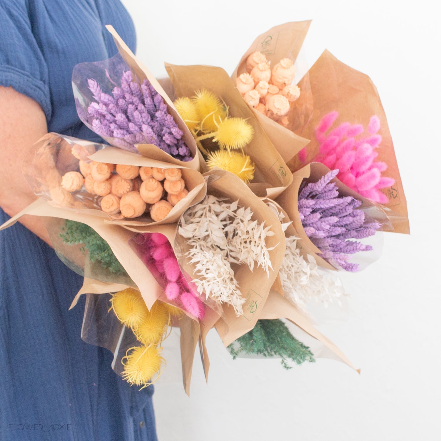 mixture of colorful dried flowers