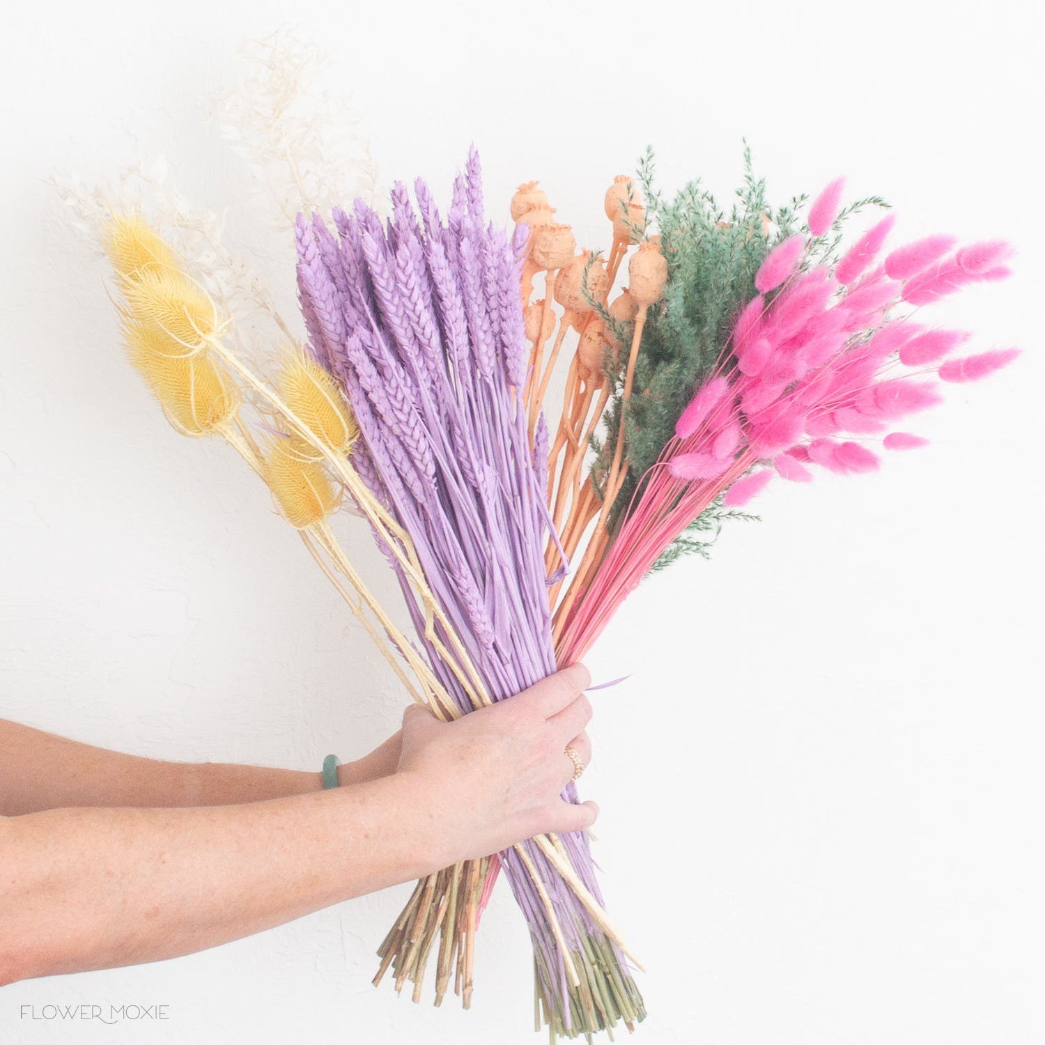 mixture of colorful dried flowers