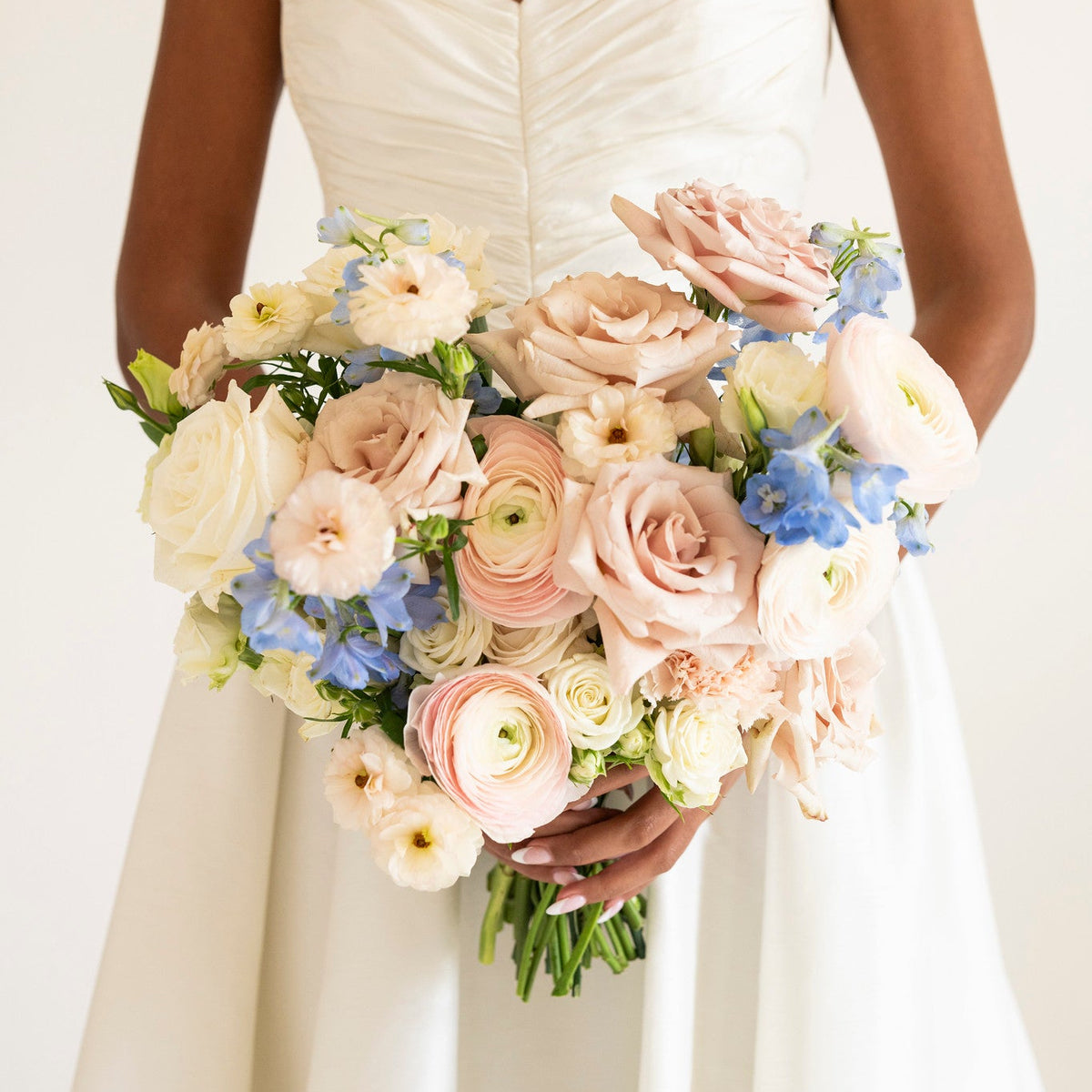 Dusty Blush and Blue Bridal Bouquet