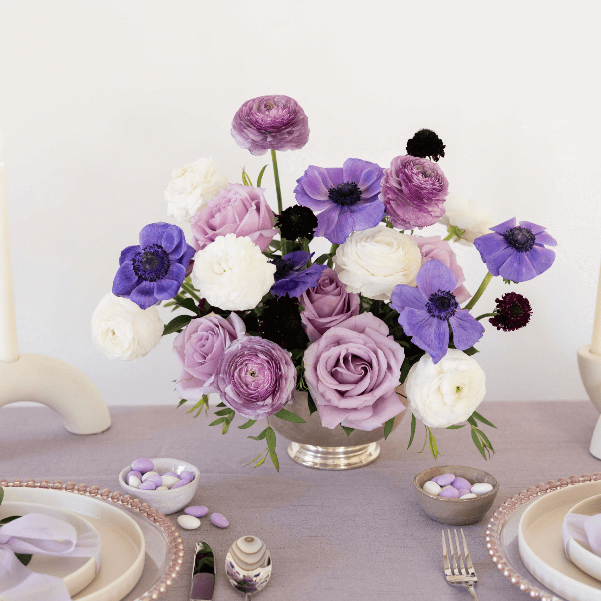 【未使用】Decoration Desire フラワーレースハット　パープル Eggplant & Lavender Premade - Centerpiece Package | Flower Moxie DIY