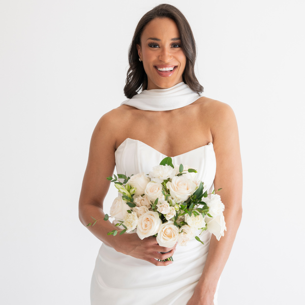 wedding bouquets for ivory dress 12.5 inch wide White & Beige Bridal Bouquet