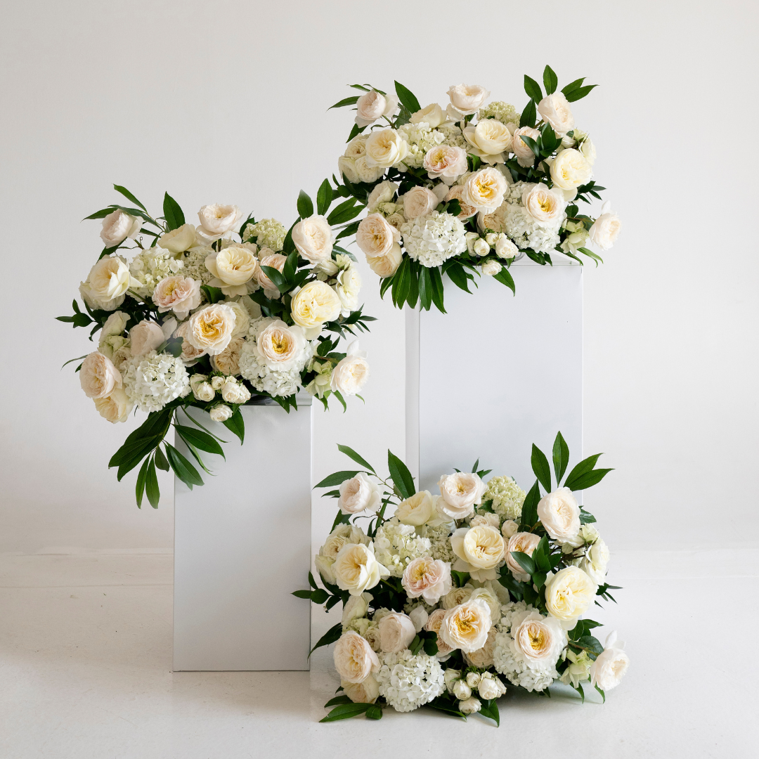 Ivory Garden Rose Large Ceremony Pillar Arrangement