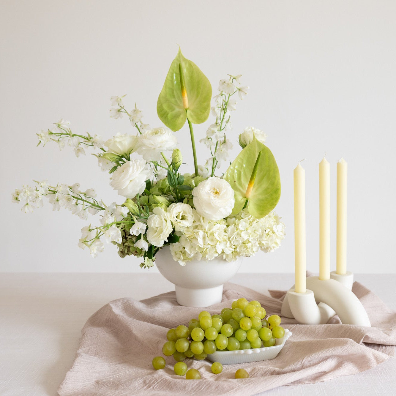 Modern Hydrangea Compote Centerpiece