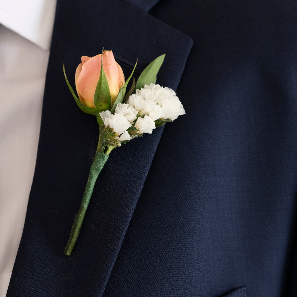 Peach Modern Premade Boutonnieres
