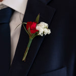 Red Modern Premade Boutonnieres
