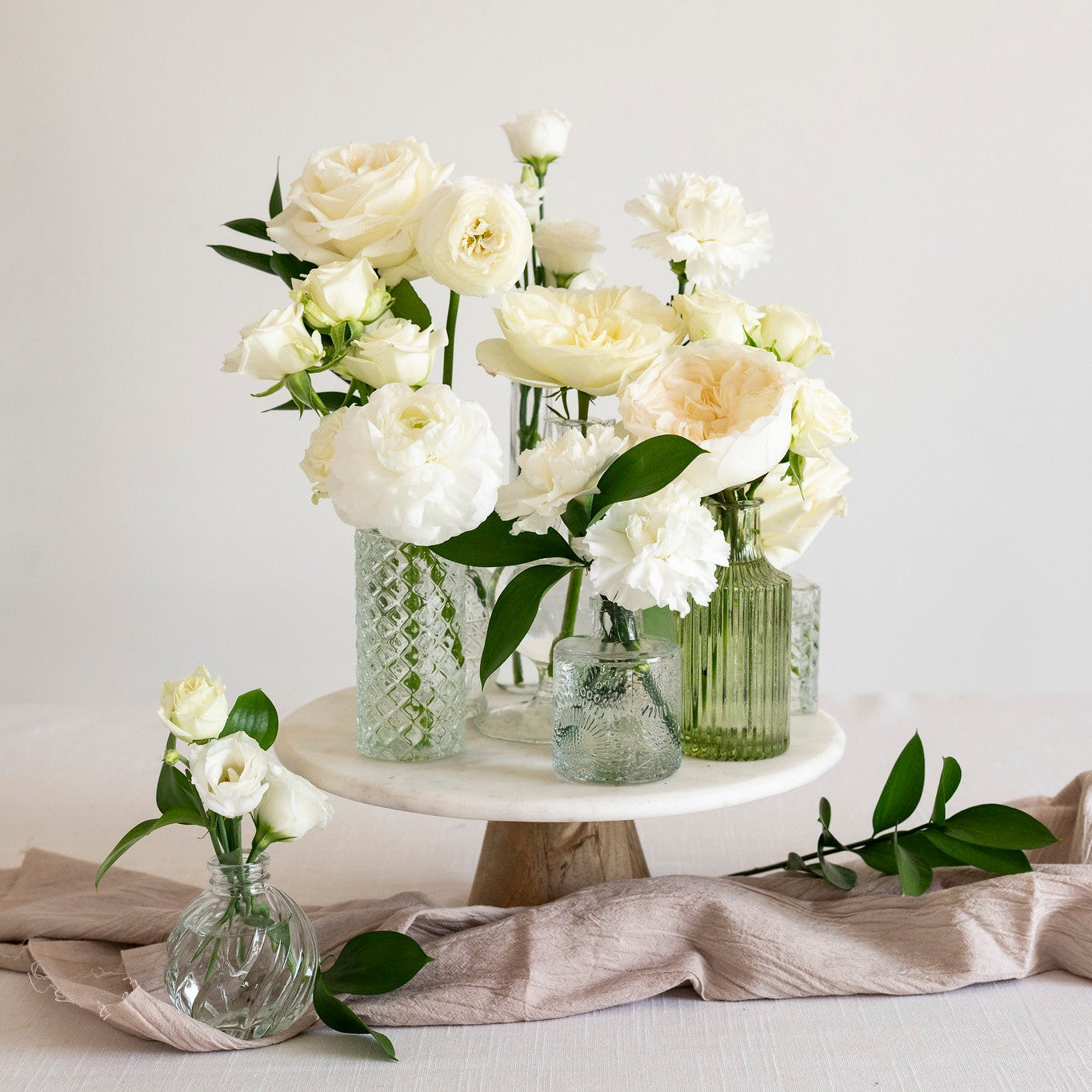 Natural Green and Cream Bud Vases