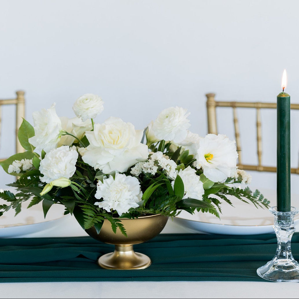 Natural Green and Cream Compote Centerpiece