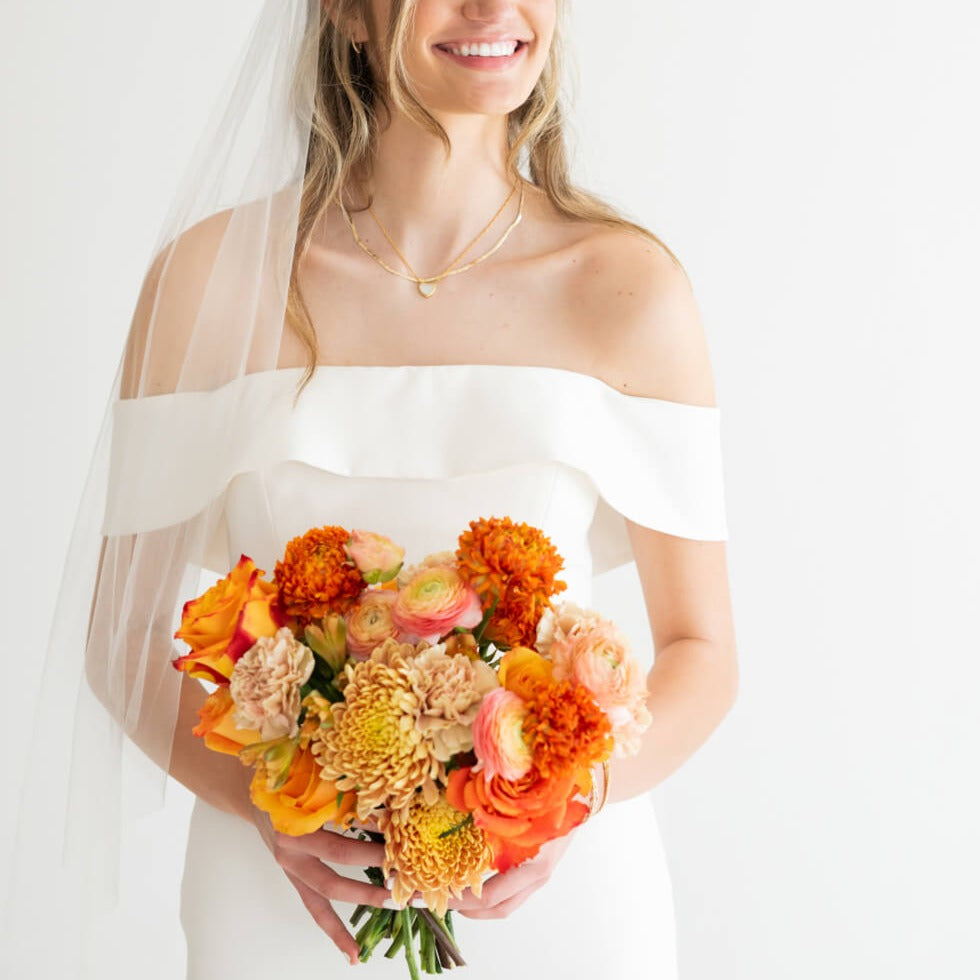 orange premade bridal bouquet