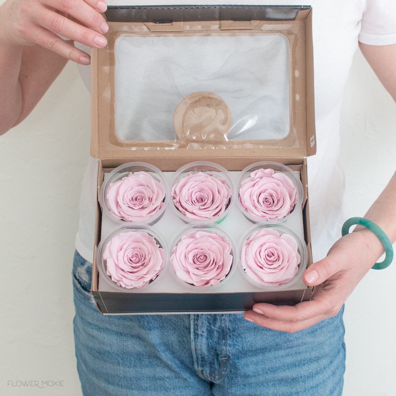 dusty blush pink preserved roses