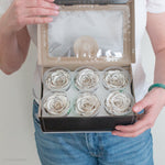 black and white preserved roses