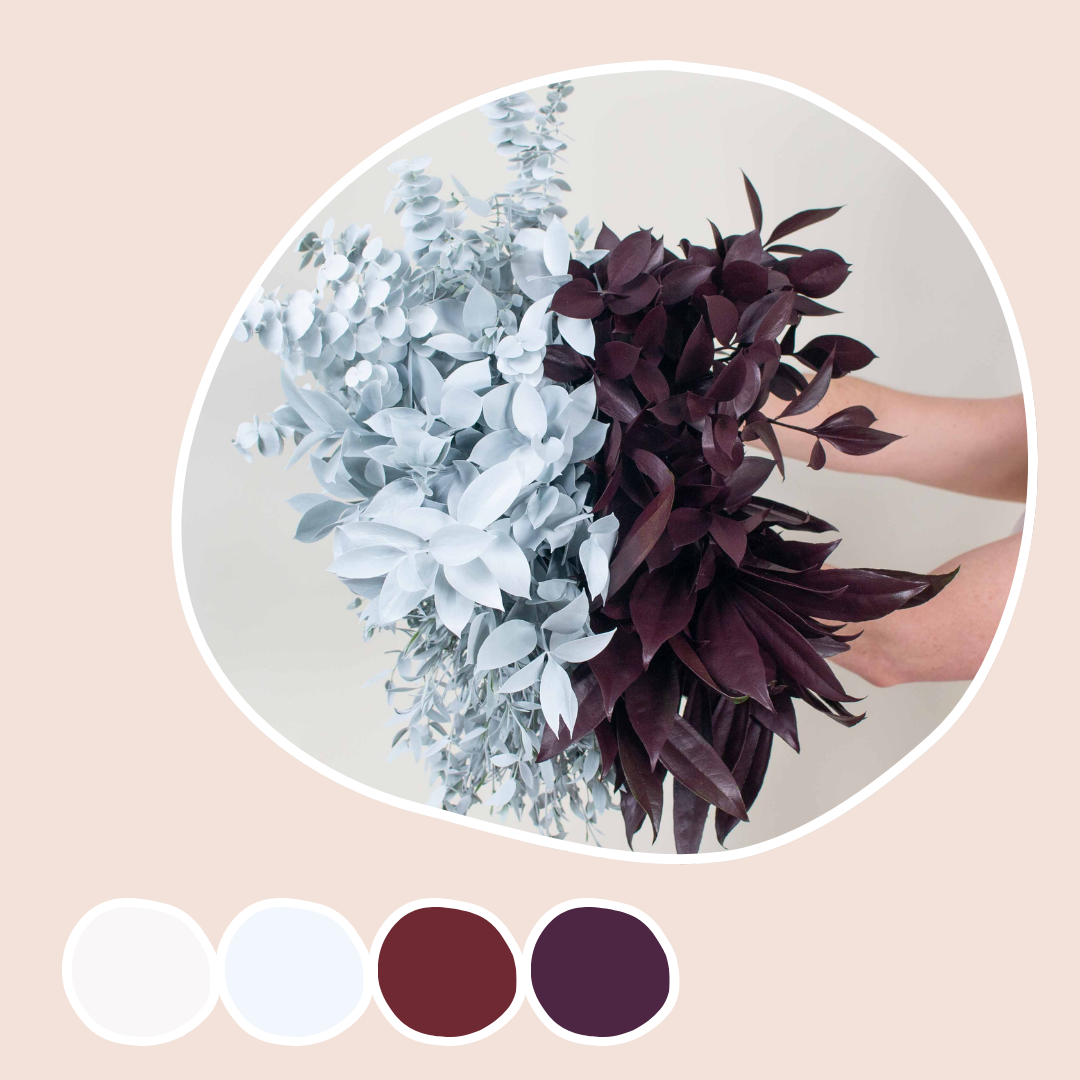 Tinted Burgundy and White Greenery Mixed Box