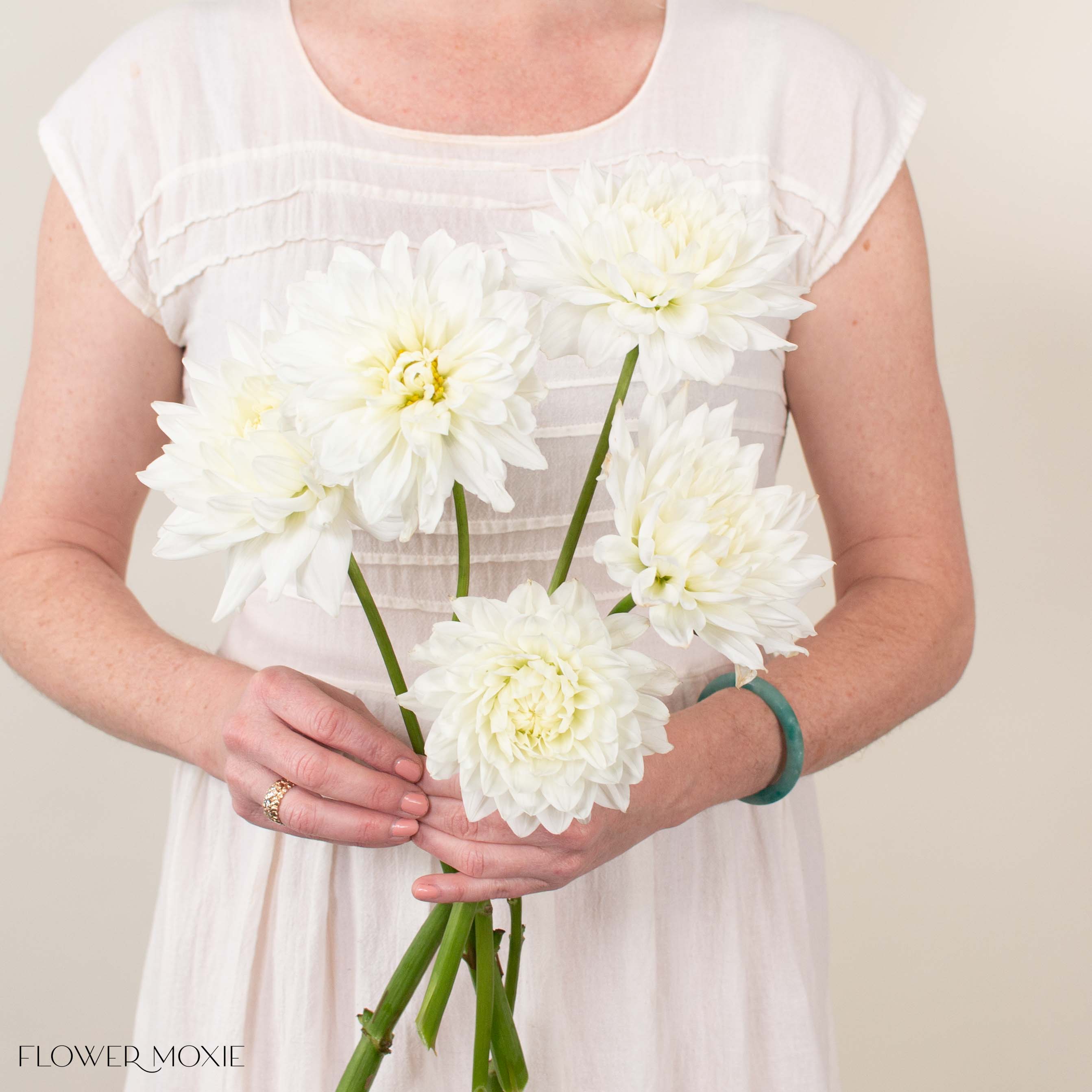 White Quartz Dahlia Flower