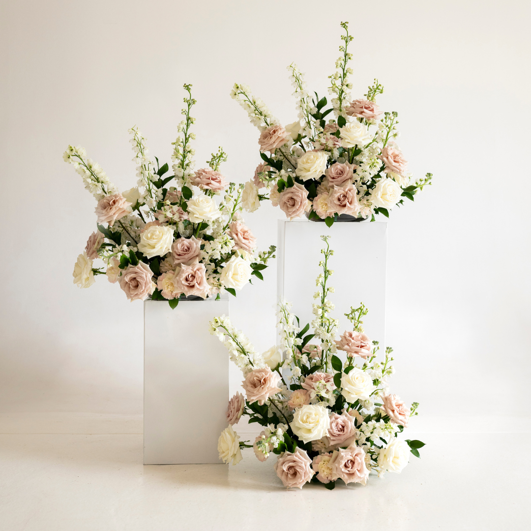 Blush and Cream Large Ceremony Pillar Arrangement