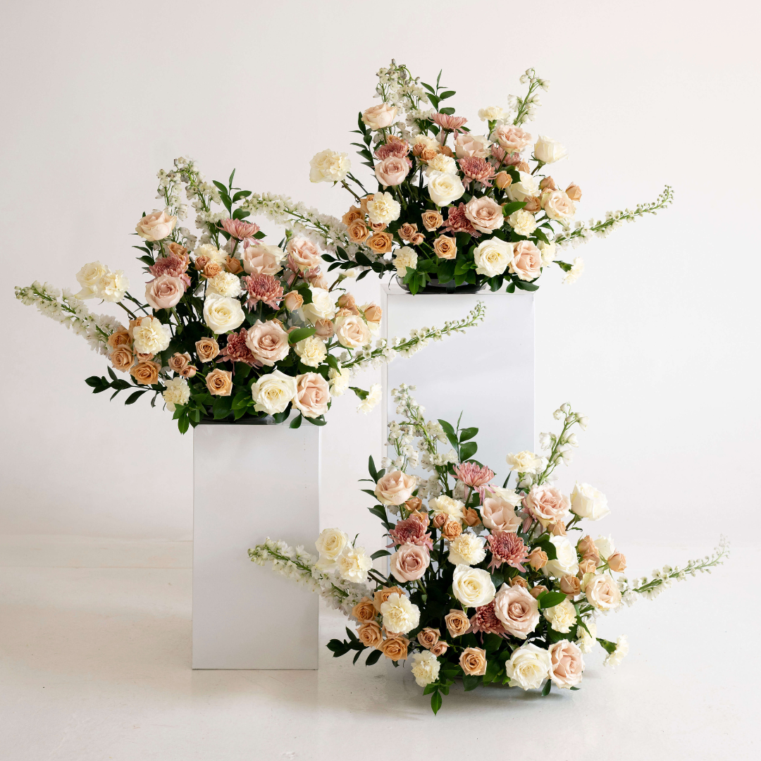 Champagne Neutrals Large Ceremony Pillar Arrangement