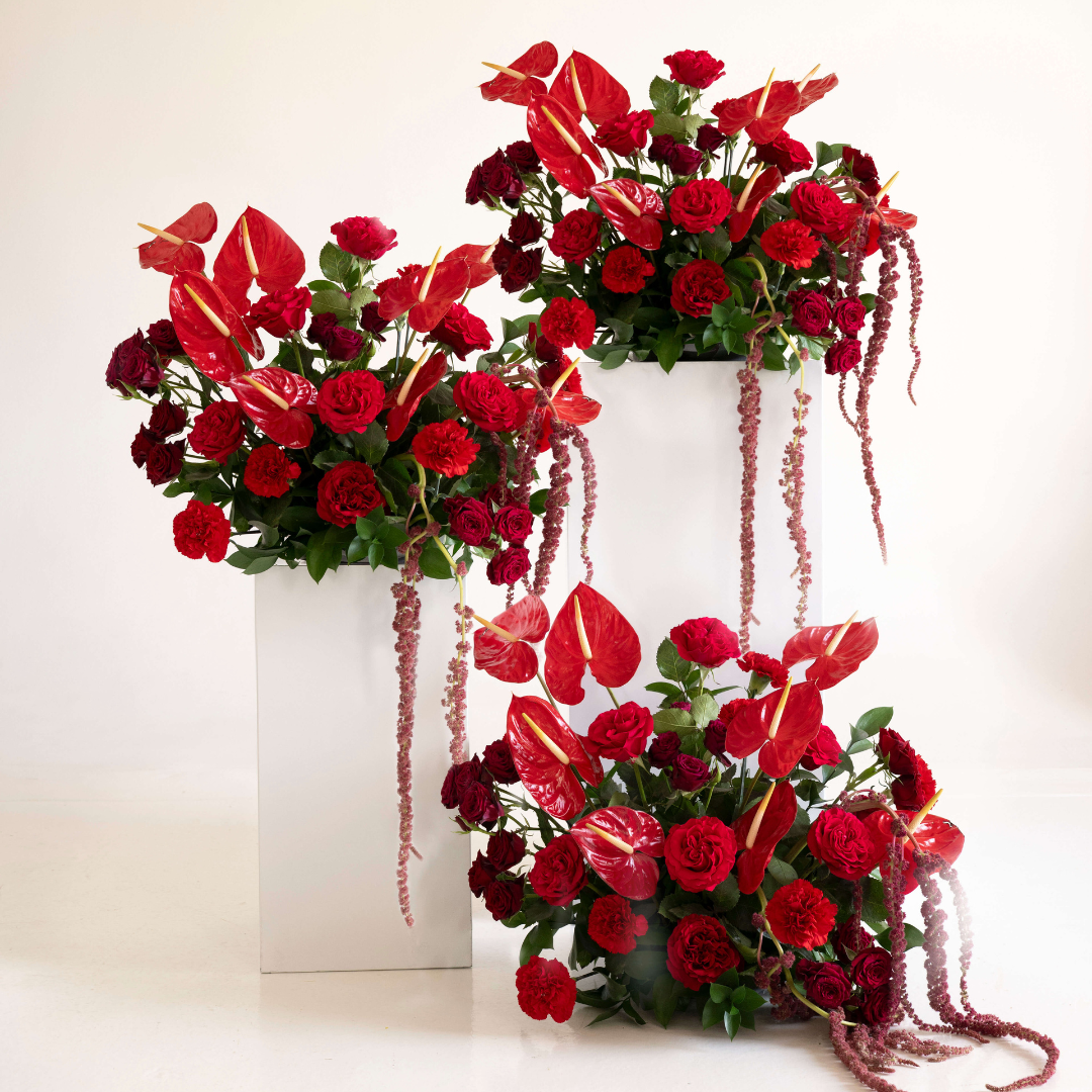 Cherry Red Large Ceremony Pillar Arrangement