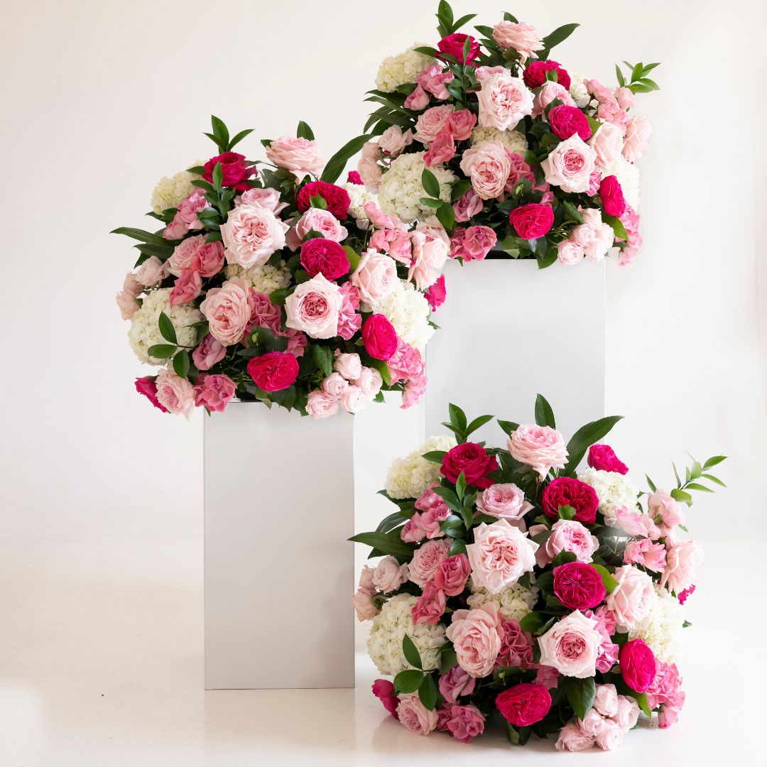 Deep Pink Garden Rose Large Ceremony Pillar Arrangement