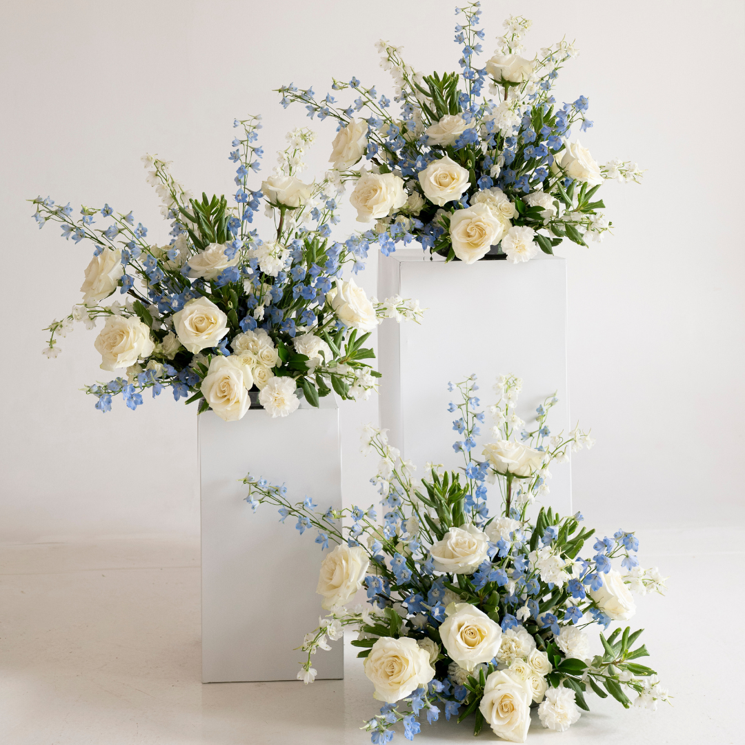 French Blue Large Ceremony Pillar Arrangement