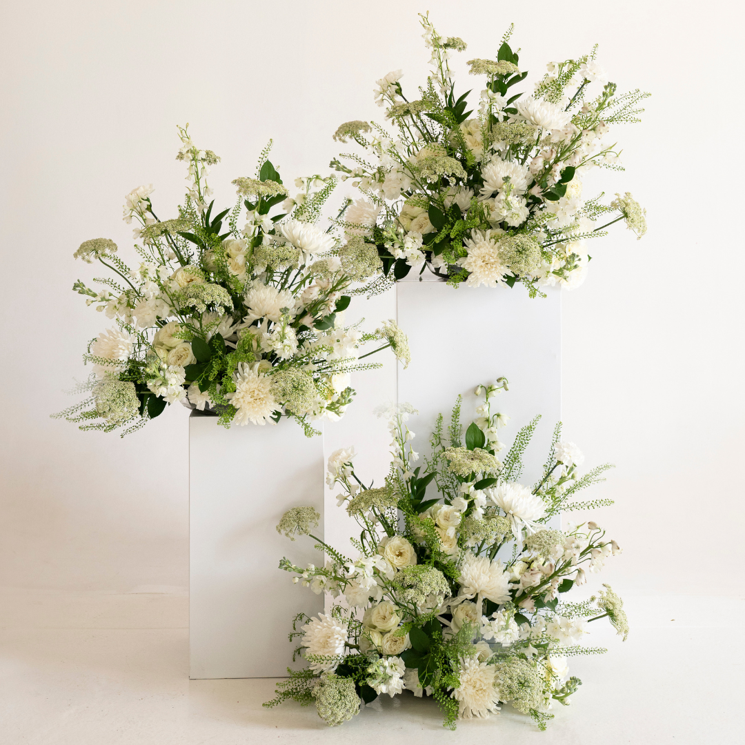 Meadow White Large Ceremony Pillar Arrangement