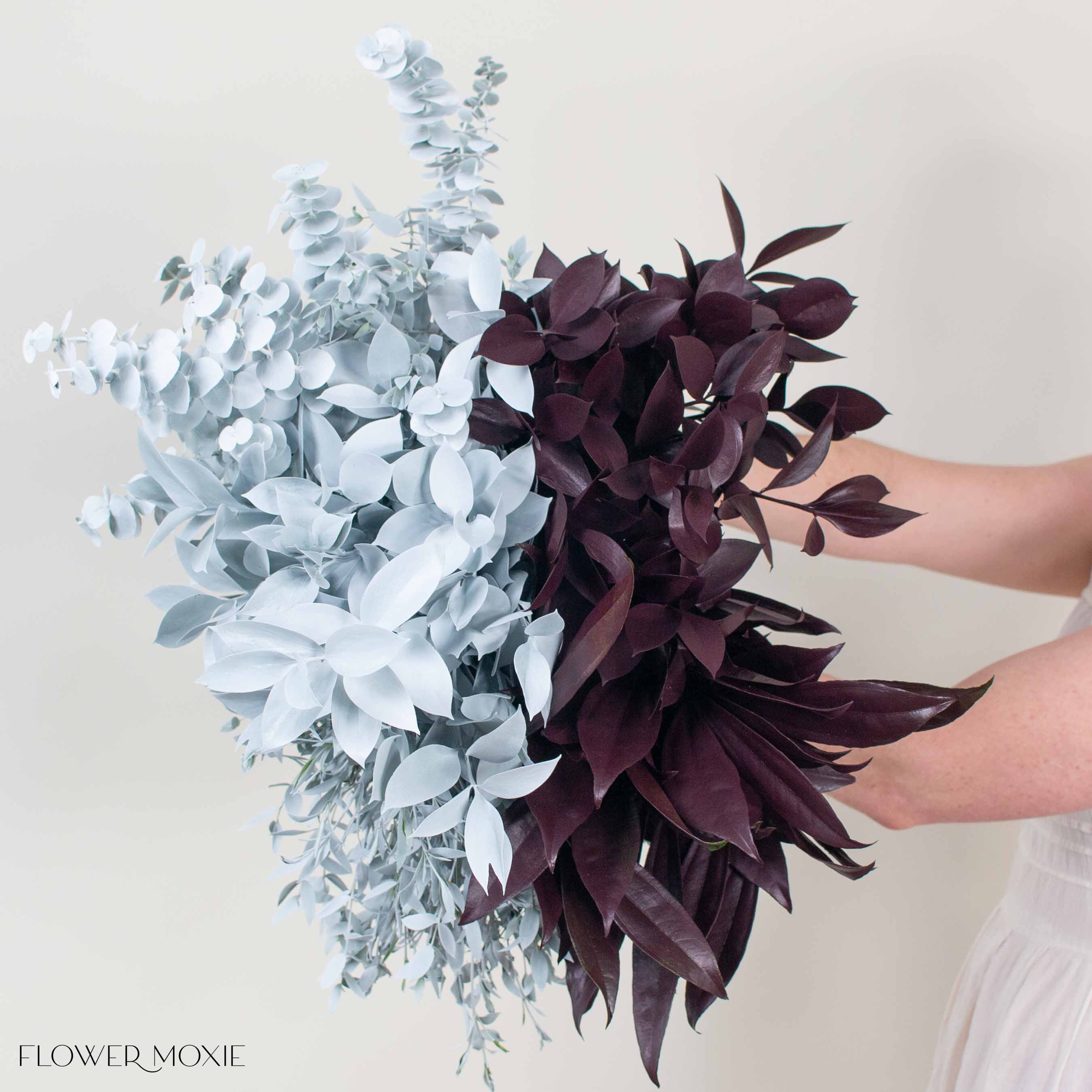 Tinted Burgundy and White Greenery Mixed Box