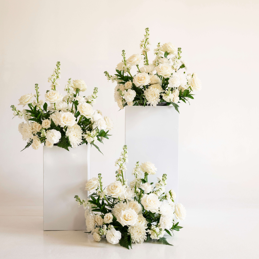 Natural Green and Cream Large Ceremony Pillar Arrangement