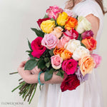Natural Rainbow Rose Bouquet